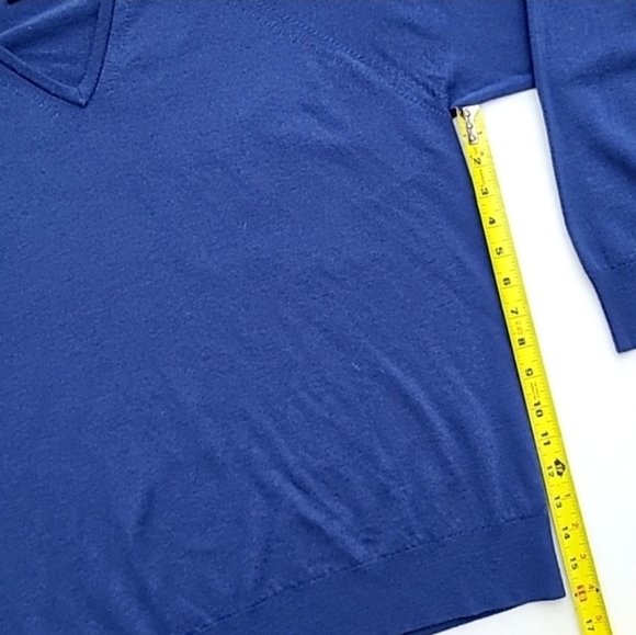 Glenbrae Men's Blue Merino Spirol V Neck Pullover Sweater  Made in UK Size Small - Picture 11 of 13